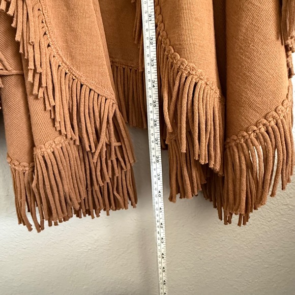 Nina Leonard One Size Wool Boho Western Fringe Festival Poncho Wrap Cardigan‎ - Picture 6 of 7